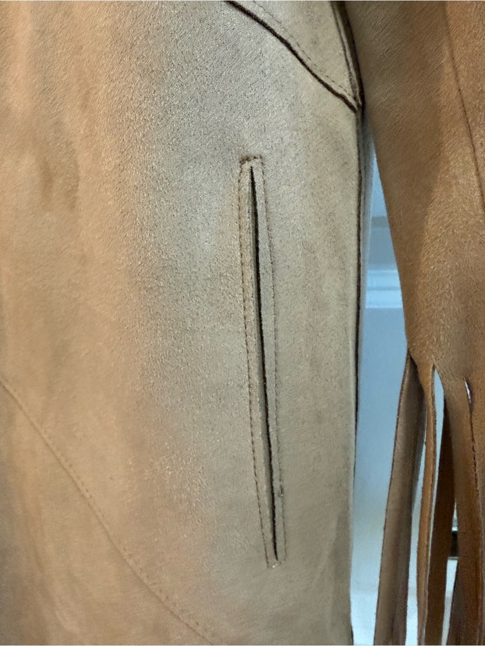 Zara Taupe Suede Fringe Zip-Front Jacket - Picture 4 of 8